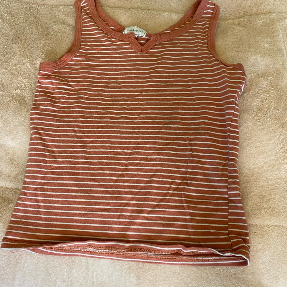 orange and white tang top little v neck from heart and hips girls